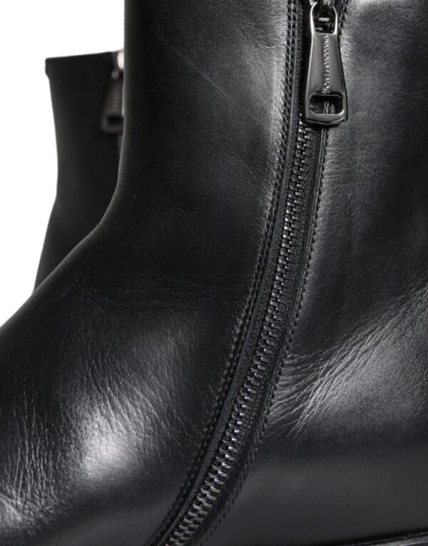 Dolce & Gabbana Black Calf Leather Men Ankle Boots Men Shoes – Image 7