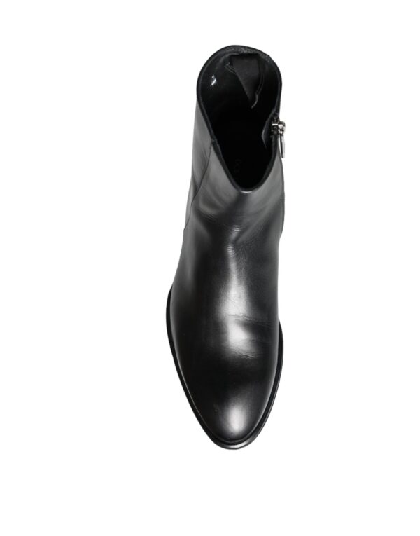 Dolce & Gabbana Black Calf Leather Men Ankle Boots Men Shoes – Image 8