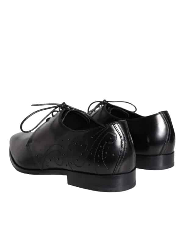 Dolce & Gabbana Black Calfskin Leather Derby Men Dress Shoes – Image 4