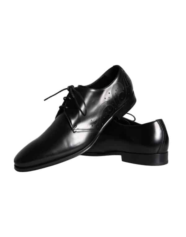 Dolce & Gabbana Black Calfskin Leather Derby Men Dress Shoes – Image 7