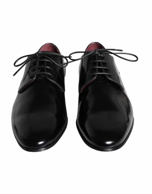 Dolce & Gabbana Black Calfskin Leather Derby Dress Men Shoes – Image 2