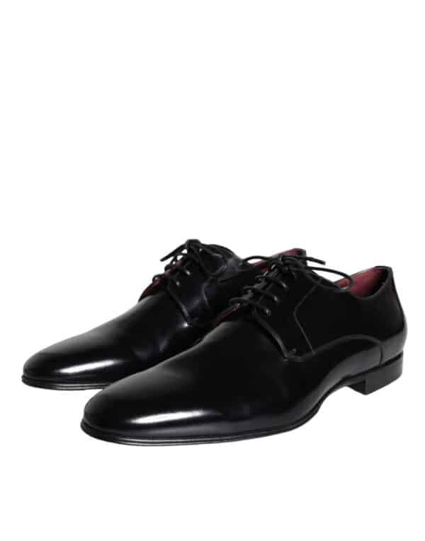 Dolce & Gabbana Black Calfskin Leather Derby Dress Men Shoes – Image 3