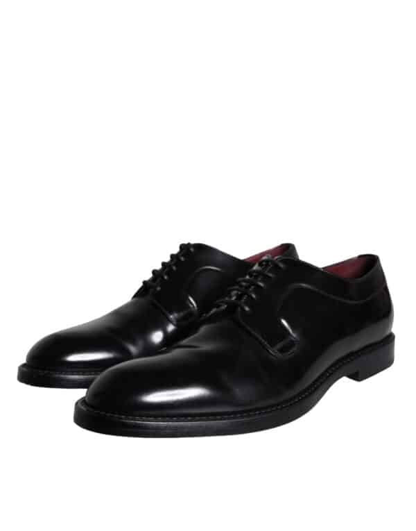 Dolce & Gabbana Black Calfskin Leather Derby Men Dress Shoes – Image 3