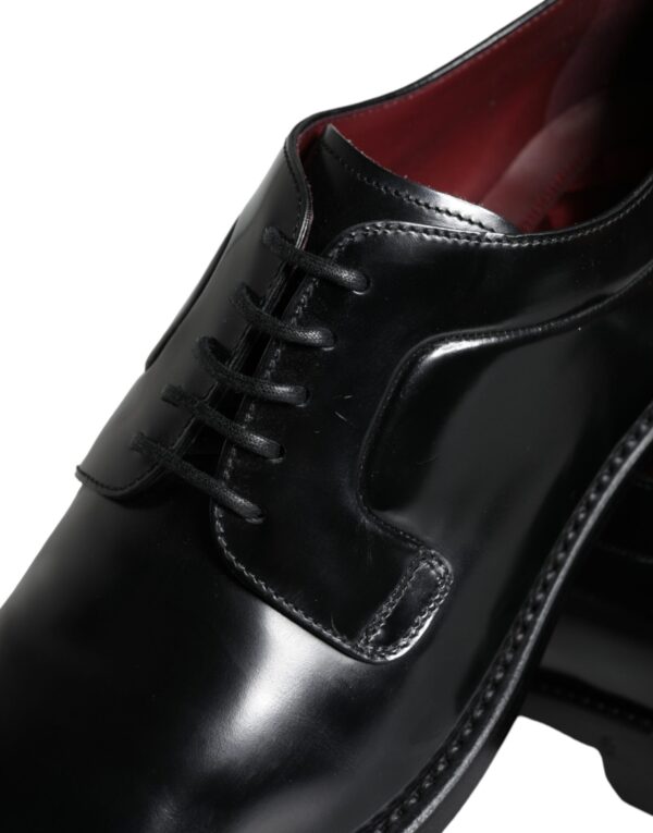 Dolce & Gabbana Black Calfskin Leather Derby Men Dress Shoes – Image 8
