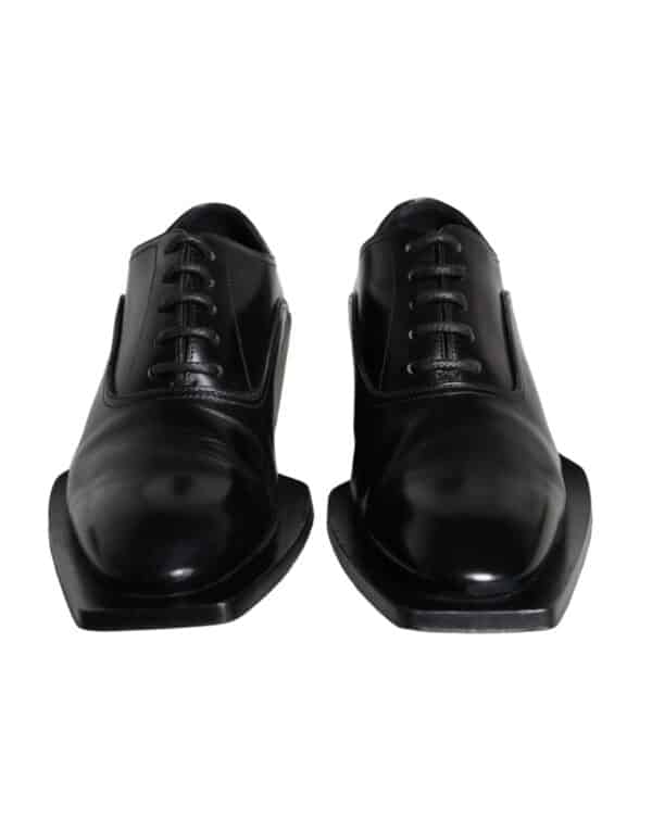 Dolce & Gabbana Black Calfskin Leather Derby Dress Men Shoes – Image 2