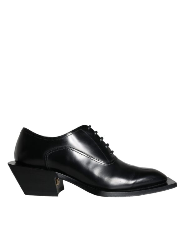 Dolce & Gabbana Black Calfskin Leather Derby Dress Men Shoes – Image 5