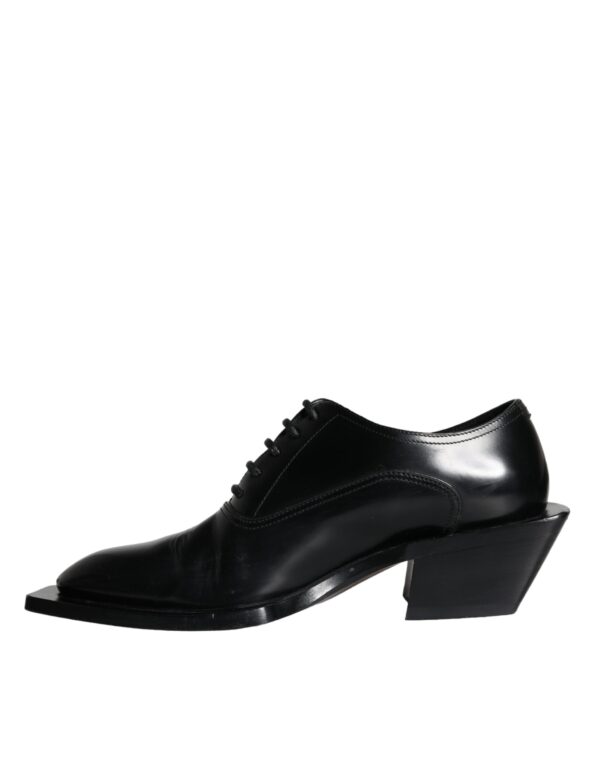 Dolce & Gabbana Black Calfskin Leather Derby Dress Men Shoes – Image 6