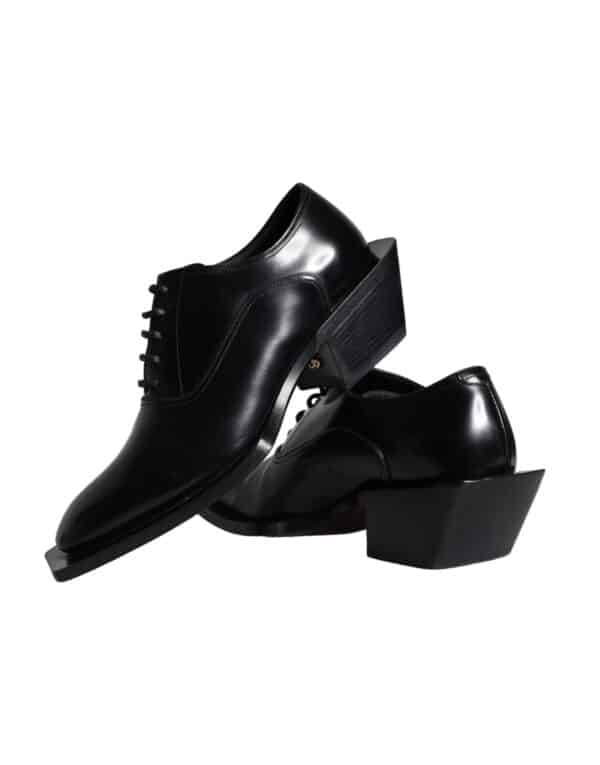 Dolce & Gabbana Black Calfskin Leather Derby Dress Men Shoes – Image 8