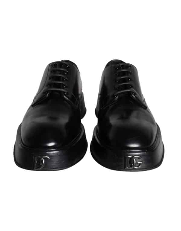 Dolce & Gabbana Black Calf Leather Derby Formal Dress Shoes – Image 2