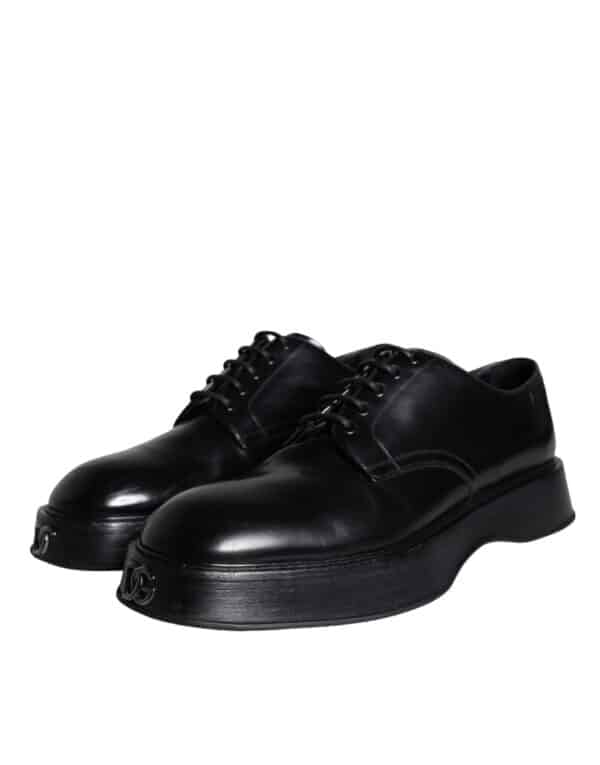 Dolce & Gabbana Black Calf Leather Derby Formal Dress Shoes – Image 3