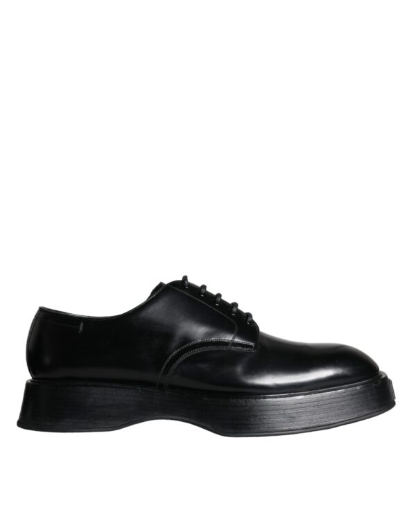 Dolce & Gabbana Black Calf Leather Derby Formal Dress Shoes – Image 4
