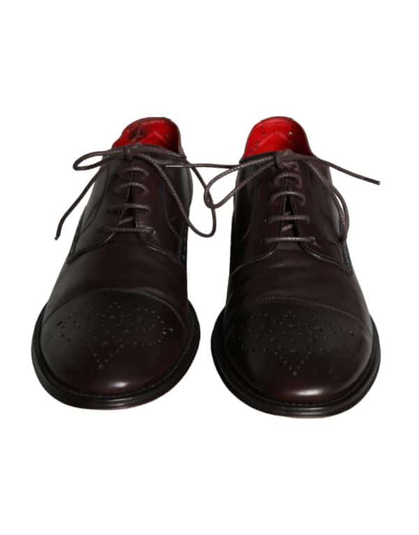 Dolce & Gabbana Brown Calfskin Leather Lace Up Oxford Shoes – Image 2