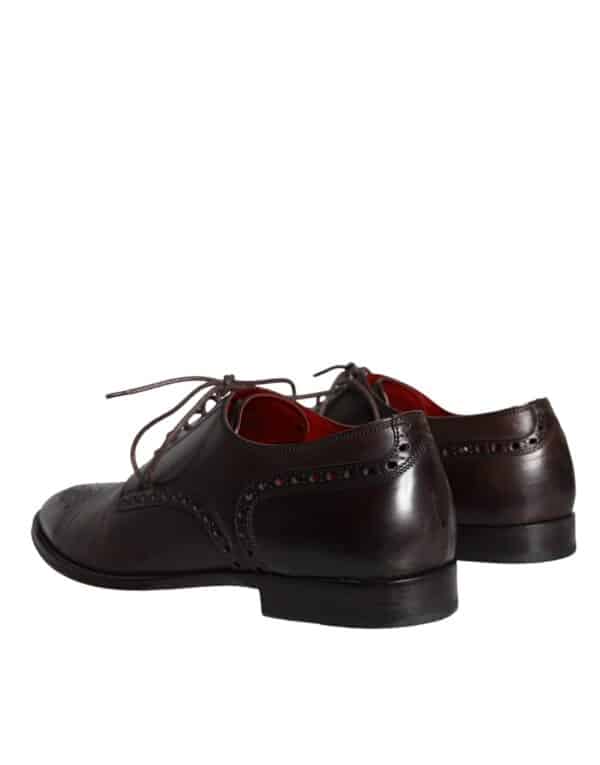 Dolce & Gabbana Brown Calfskin Leather Lace Up Oxford Shoes – Image 4