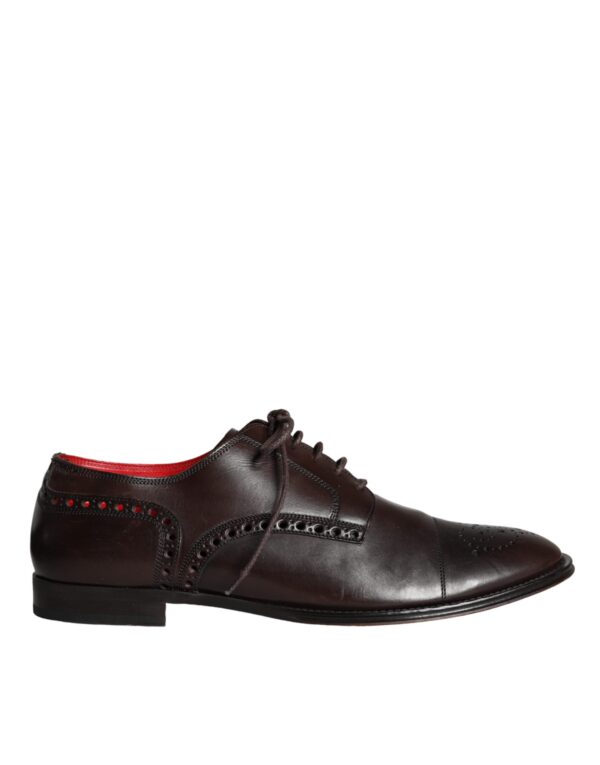 Dolce & Gabbana Brown Calfskin Leather Lace Up Oxford Shoes – Image 5