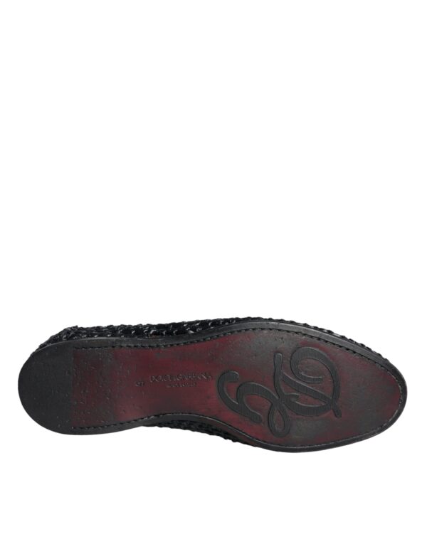 Dolce & Gabbana Black Woven Raffia Slip On Loafers Men Shoes – Image 5