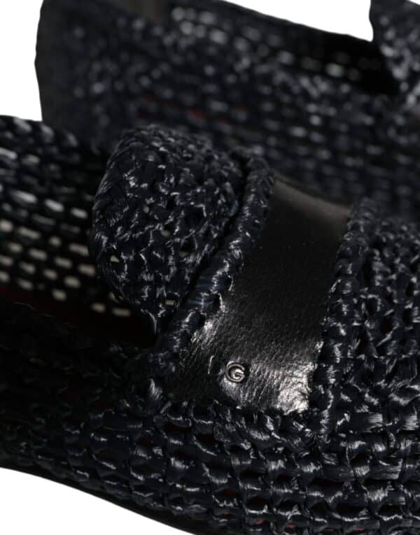 Dolce & Gabbana Black Woven Raffia Slip On Loafers Men Shoes – Image 4