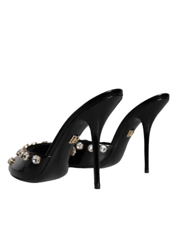 Dolce & Gabbana Black Crystal Heels Keira Sandals Shoes – Image 4