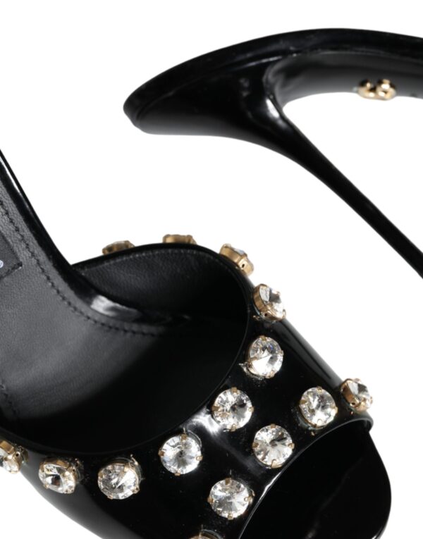 Dolce & Gabbana Black Crystal Heels Keira Sandals Shoes – Image 7