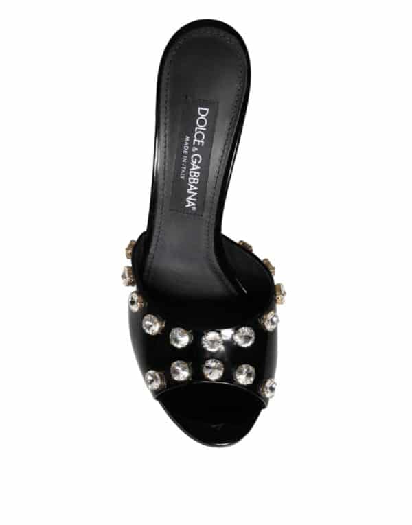 Dolce & Gabbana Black Crystal Heels Keira Sandals Shoes – Image 8