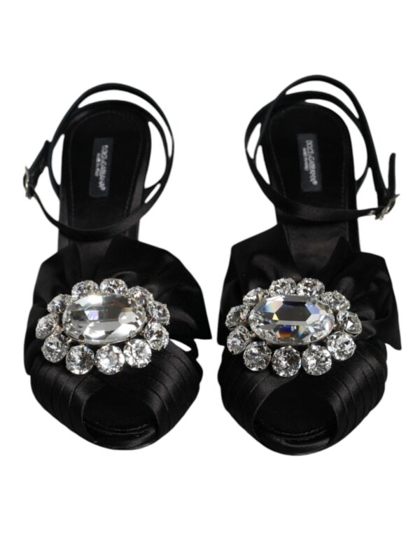 Dolce & Gabbana Black Crystal Ankle Strap Sandals Shoes – Image 2