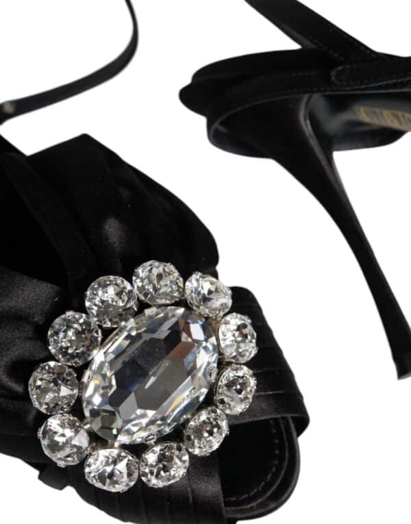 Dolce & Gabbana Black Crystal Ankle Strap Sandals Shoes – Image 5