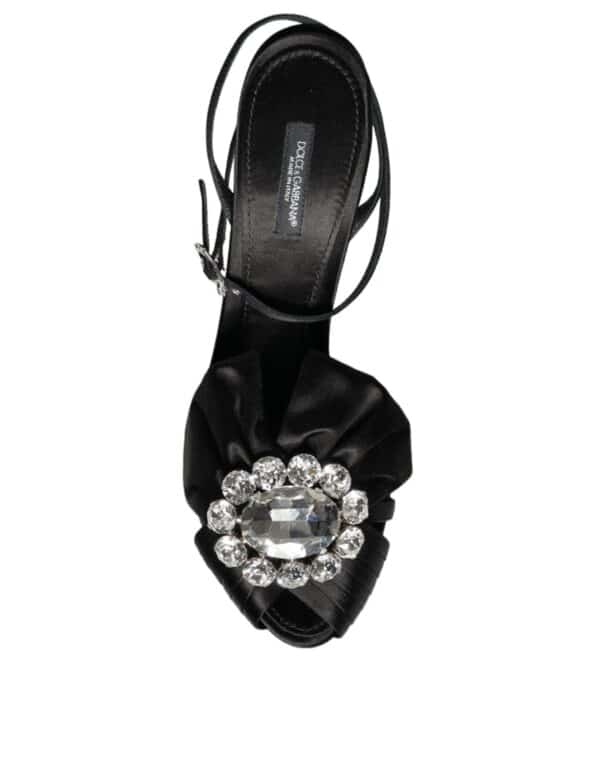 Dolce & Gabbana Black Crystal Ankle Strap Sandals Shoes – Image 8
