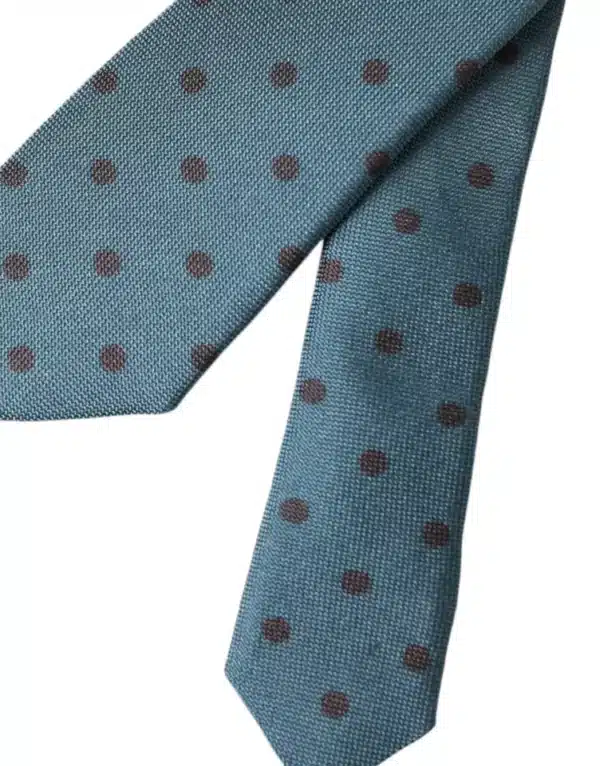 Dolce & Gabbana Green Black Polka Dot Silk Adjustable Men Tie – Image 4