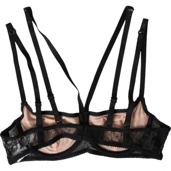 Dolce & Gabbana Black Floral Lace Nylon Balconcino Bra Underwear – Image 3