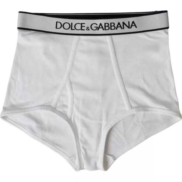 Dolce & Gabbana White Cotton Stretch Branded Logo Underwear – Image 4