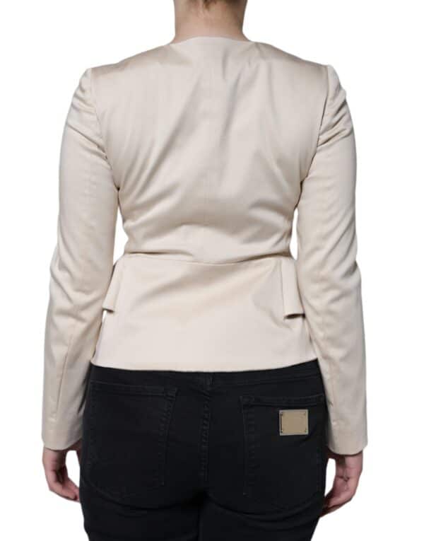 Valentino Beige Cotton Long Sleeves Round Neck Blazer Jacket – Image 4