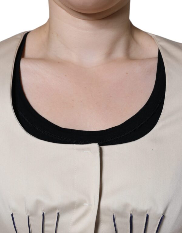 Valentino Beige Cotton Long Sleeves Round Neck Blazer Jacket – Image 5