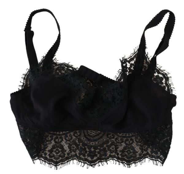 Dolce & Gabbana Black Floral Lace Stretch Bralette Underwear – Image 2