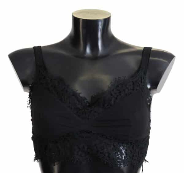 Dolce & Gabbana Black Floral Lace Stretch Bralette Underwear – Image 3