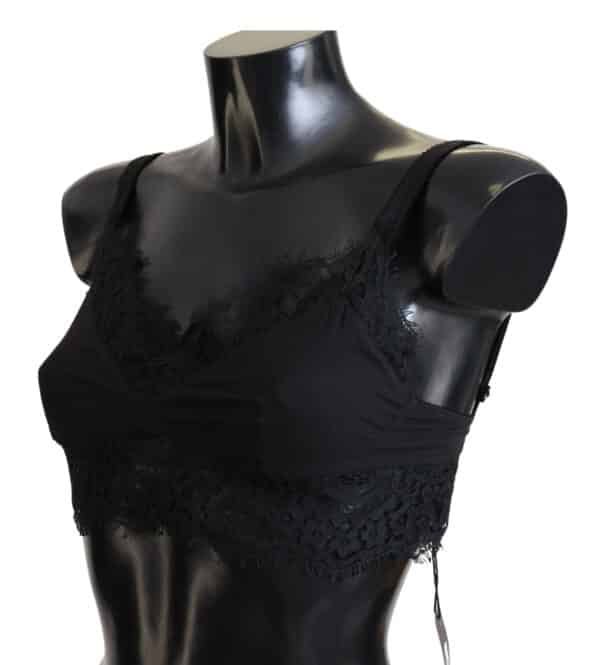 Dolce & Gabbana Black Floral Lace Stretch Bralette Underwear – Image 4