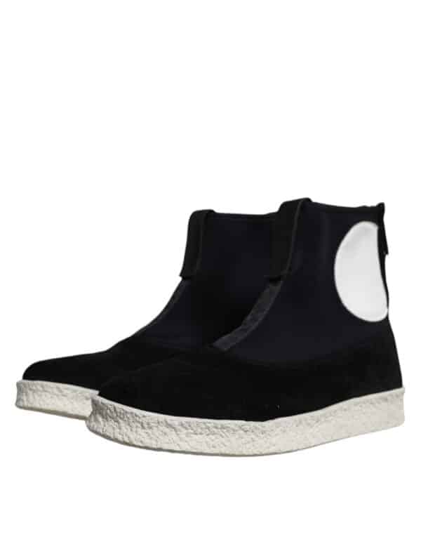Alexander McQueen Black White Neoprene Takeshi Mid Calf Boots Shoes – Image 3