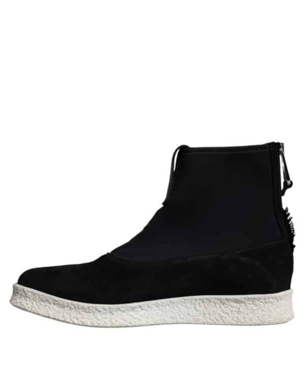 Alexander McQueen Black White Neoprene Takeshi Mid Calf Boots Shoes – Image 5