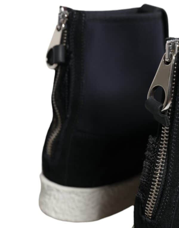 Alexander McQueen Black White Neoprene Takeshi Mid Calf Boots Shoes – Image 8