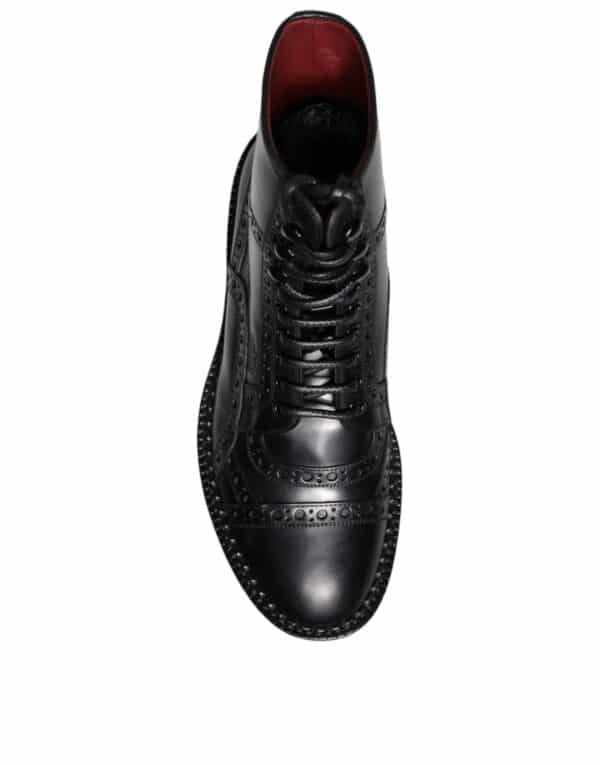 Dolce & Gabbana Black Leather Lace Up Mid Calf Boots Shoes – Image 6