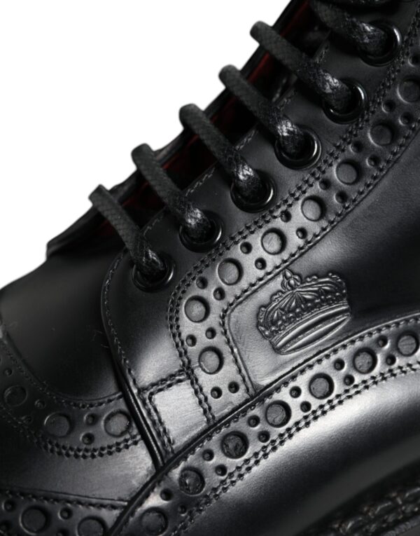 Dolce & Gabbana Black Leather Lace Up Mid Calf Boots Shoes – Image 7