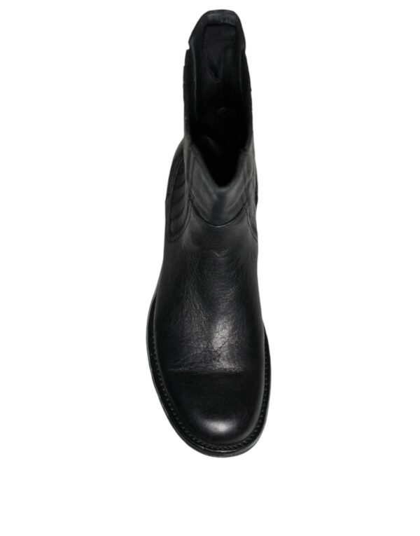 Dolce & Gabbana Black Horse Leather Mid Calf Boots Shoes – Image 6