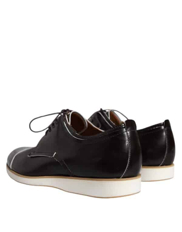 Pollini Black White Leather Lace Up Men Dress Formal Shoes – Image 4