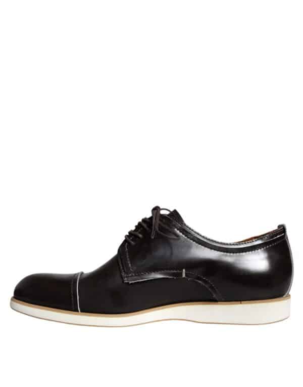 Pollini Black White Leather Lace Up Men Dress Formal Shoes – Image 5