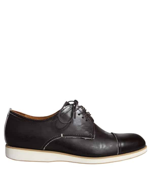 Pollini Black White Leather Lace Up Men Dress Formal Shoes – Image 6