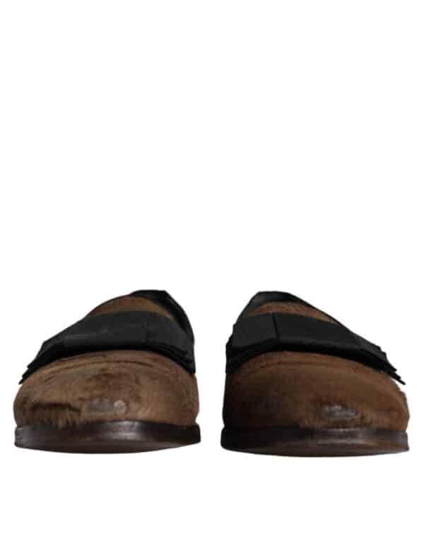 Dolce & Gabbana Brown Calf Hair Leather Loafers Formal Dress Shoes – Image 2