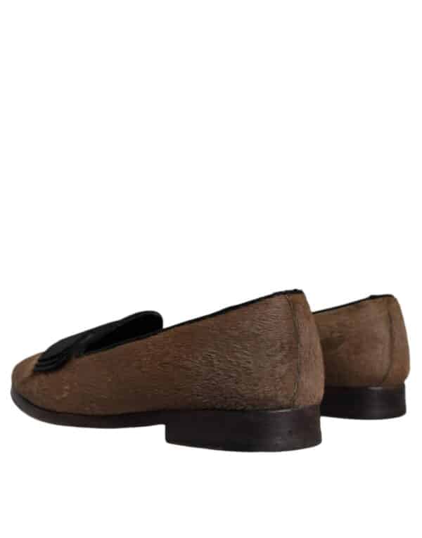 Dolce & Gabbana Brown Calf Hair Leather Loafers Formal Dress Shoes – Image 4