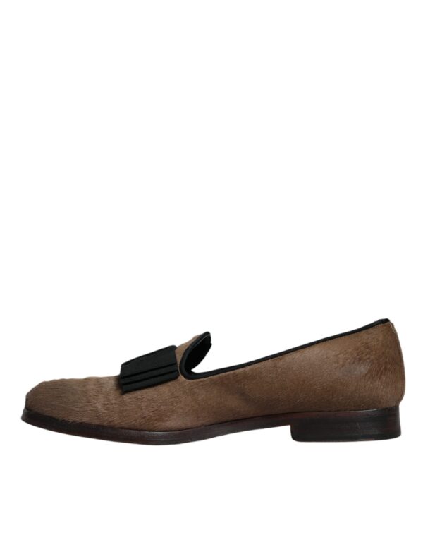 Dolce & Gabbana Brown Calf Hair Leather Loafers Formal Dress Shoes – Image 5