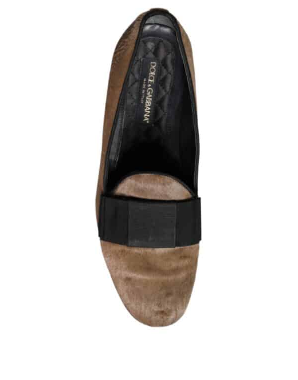 Dolce & Gabbana Brown Calf Hair Leather Loafers Formal Dress Shoes – Image 6