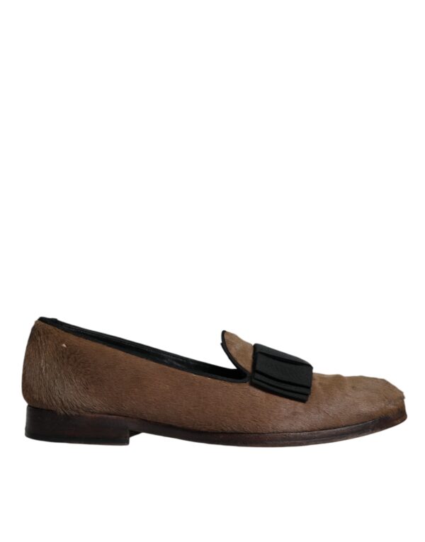 Dolce & Gabbana Brown Calf Hair Leather Loafers Formal Dress Shoes – Image 8