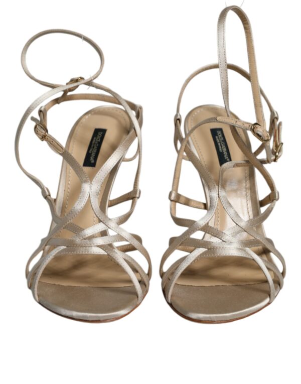 Dolce & Gabbana Beige Leather Stiletto Heels Sandals Shoes – Image 2