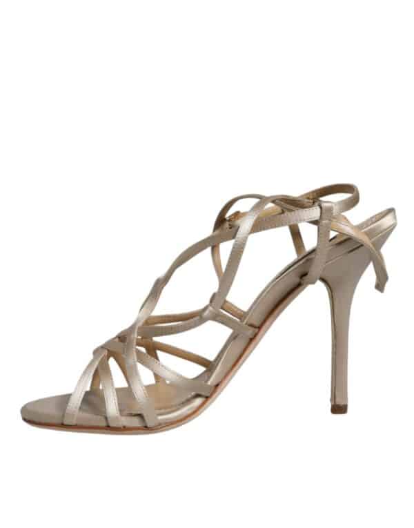Dolce & Gabbana Beige Leather Stiletto Heels Sandals Shoes – Image 5